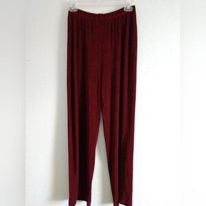 Softwear Petites Mark Singer Travelers Knit Pants Burgundy Elastic Waist USA SP